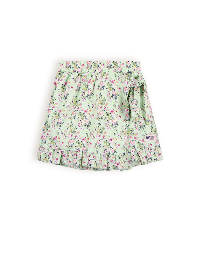 NoNo - Floral Short Flap Front Saya - Spring Meadow Green