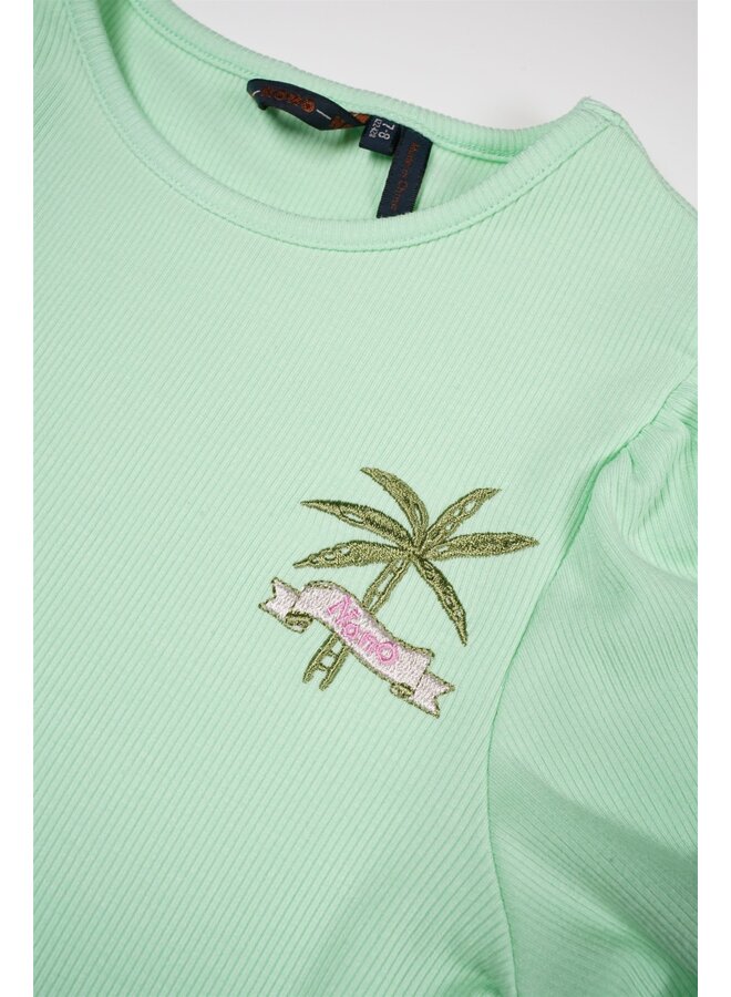 NoNo - Rib Jersey T-Shirt Knot Komy - Spring Meadow Green