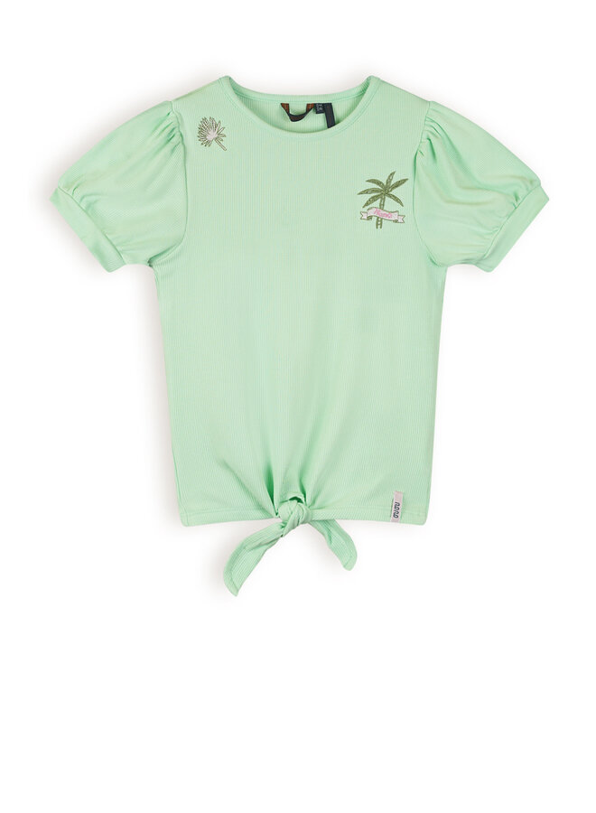NoNo - Rib Jersey T-Shirt Knot Komy - Spring Meadow Green