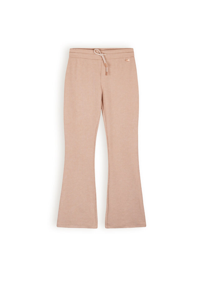 NoBell' - Melange Rib Flared Pants Sady - Rosy Sand