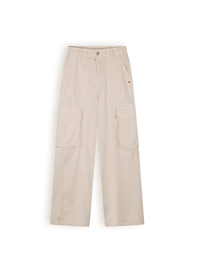 NoBell' - Garment Dyed Stretch Twill Cargo Pants Susy - Pearled Ivory