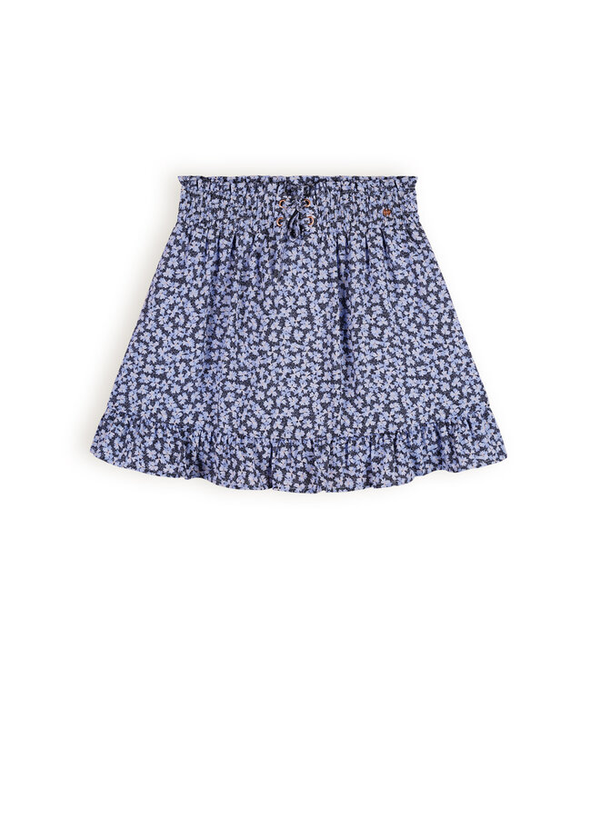 NoBell' - Denim Flower Skirt Ninez - Satin Blue