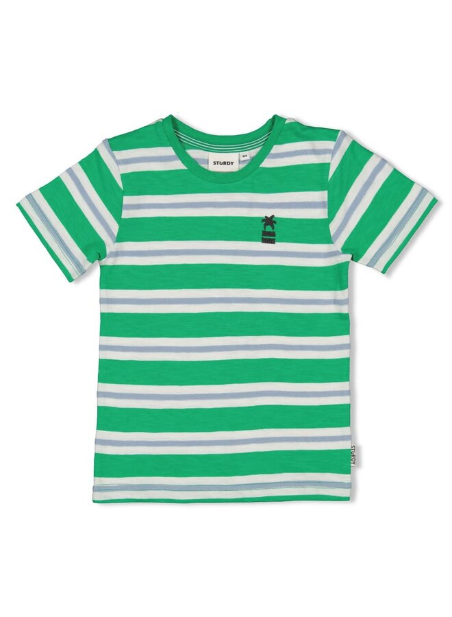 Sturdy - T-shirt Streep Groen - Gone Surfing