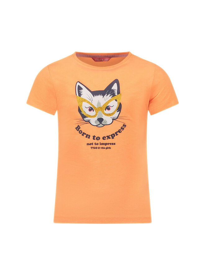 Tygo & Vito - T-shirt Chest Print - Neon Coral