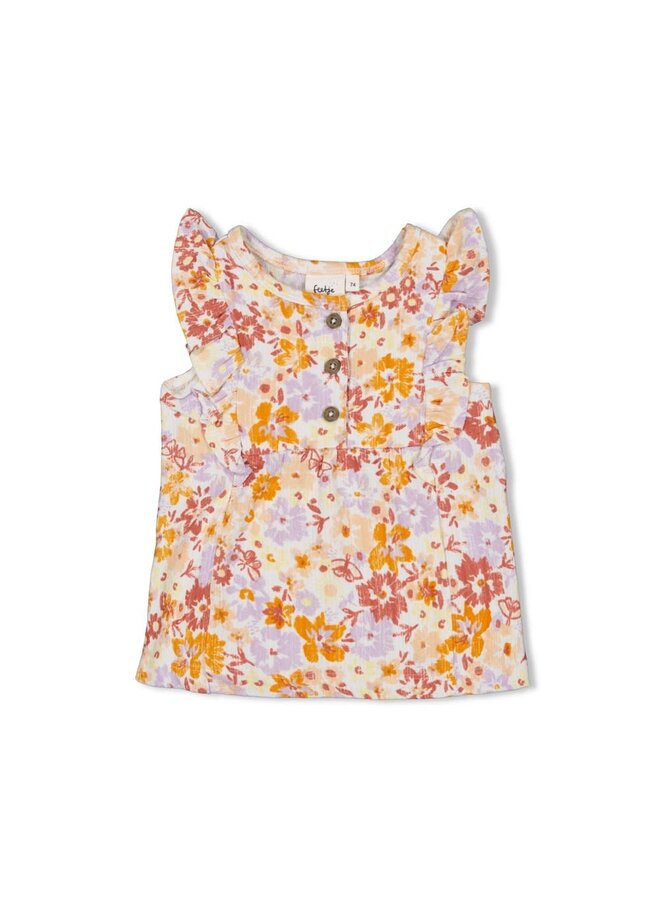 Feetje - T-shirt Ruches AOP Offwhite - Sunny Side Up