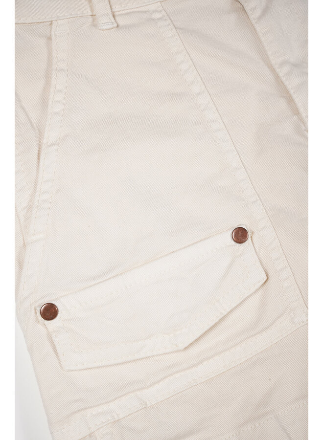 NoBell' - Garment Dyed Stretch Twill Short Simoa - Pearled Ivory