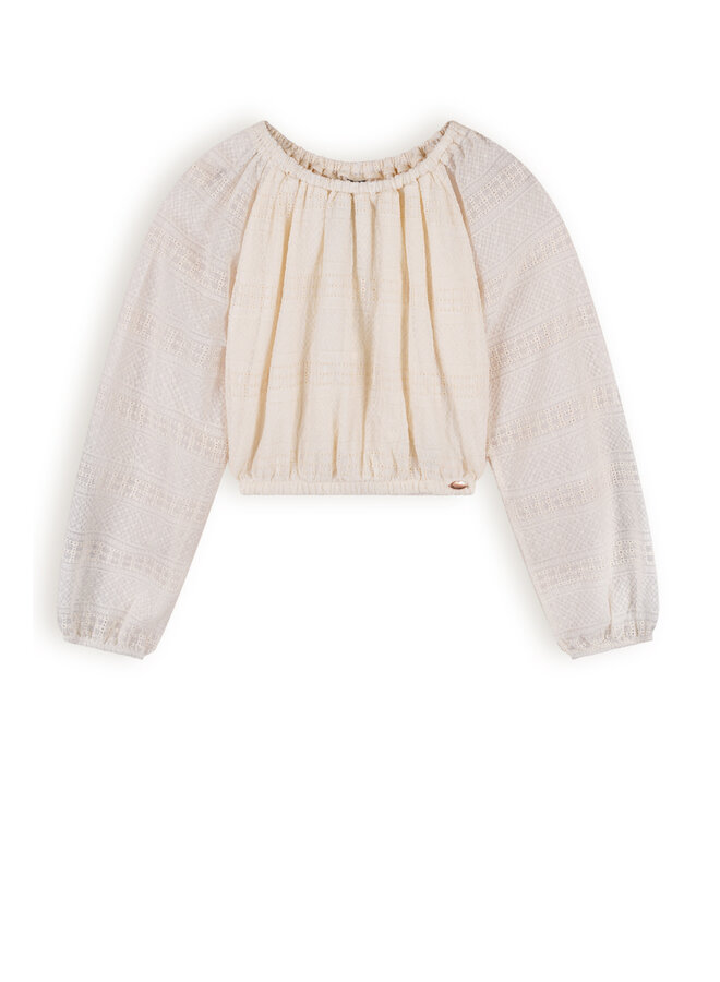 NoBell' - Embroidered Chiffon Blouse Timre - Pearled Ivory