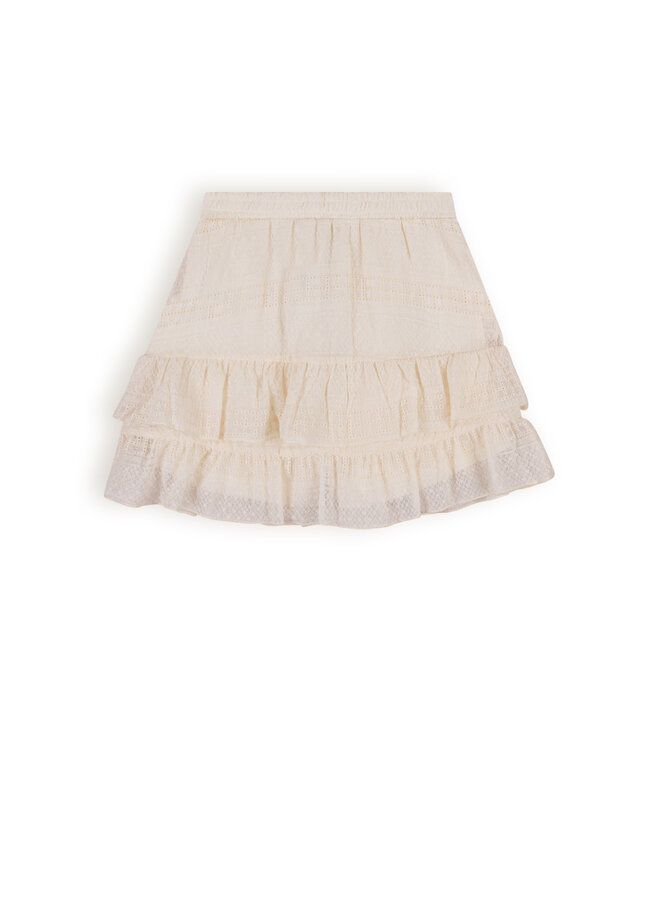 NoBell' - Short Skirt Embroidered Chiffon Naia - Pearled Ivory