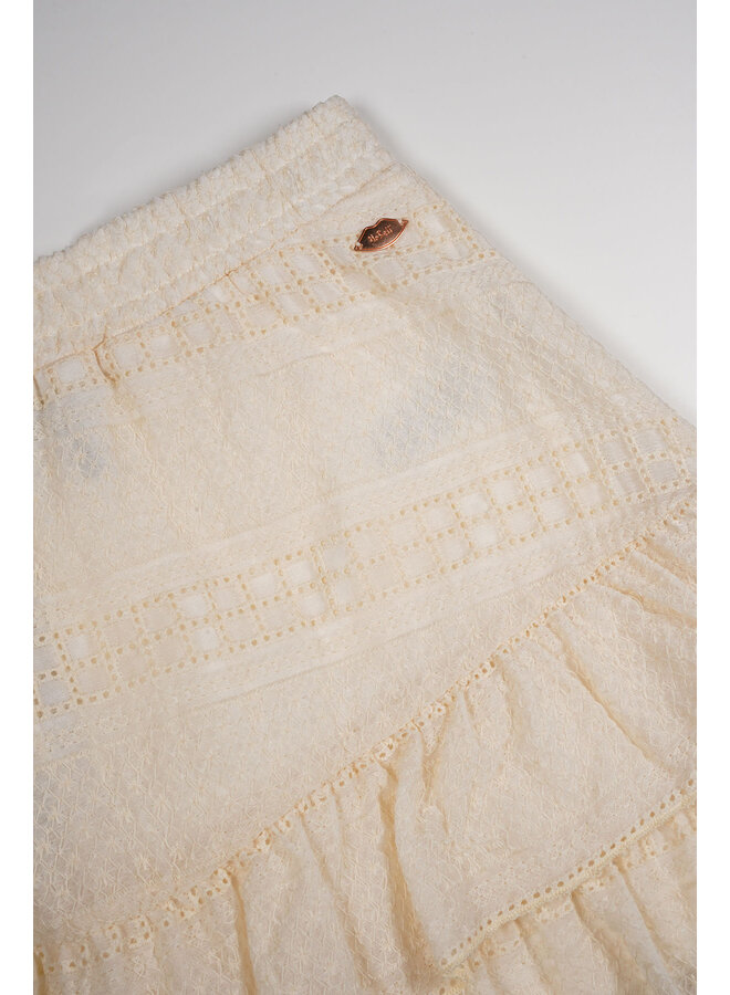 NoBell' - Short Skirt Embroidered Chiffon Naia - Pearled Ivory