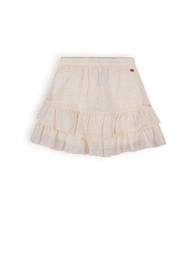 NoBell' - Short Skirt Embroidered Chiffon Naia - Pearled Ivory