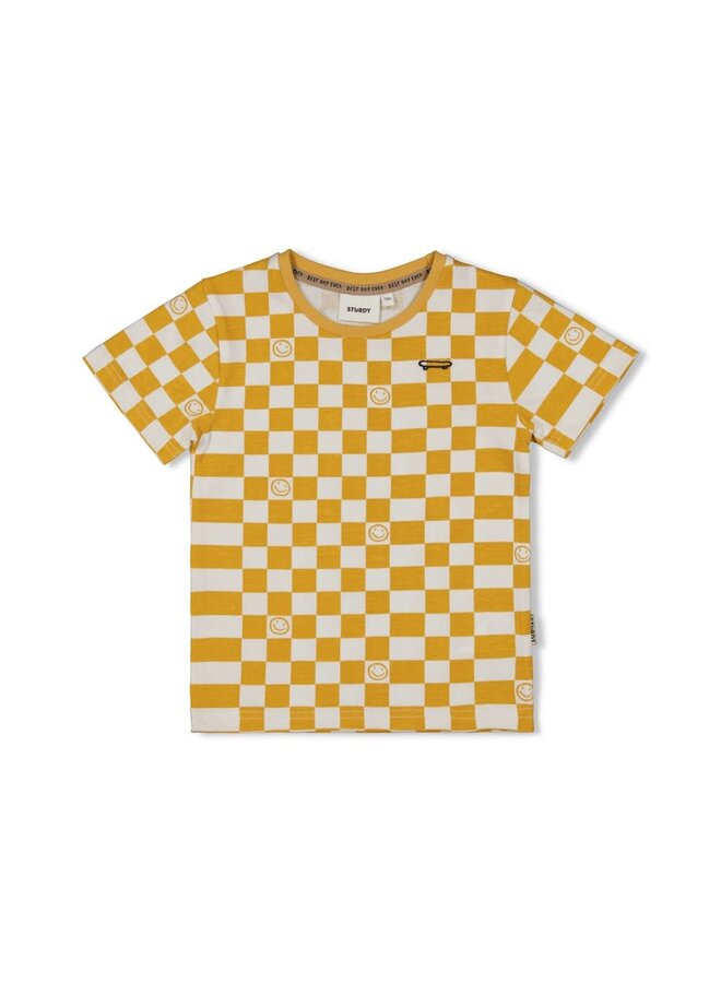 Sturdy - T-shirt AOP Geel - Checkmate