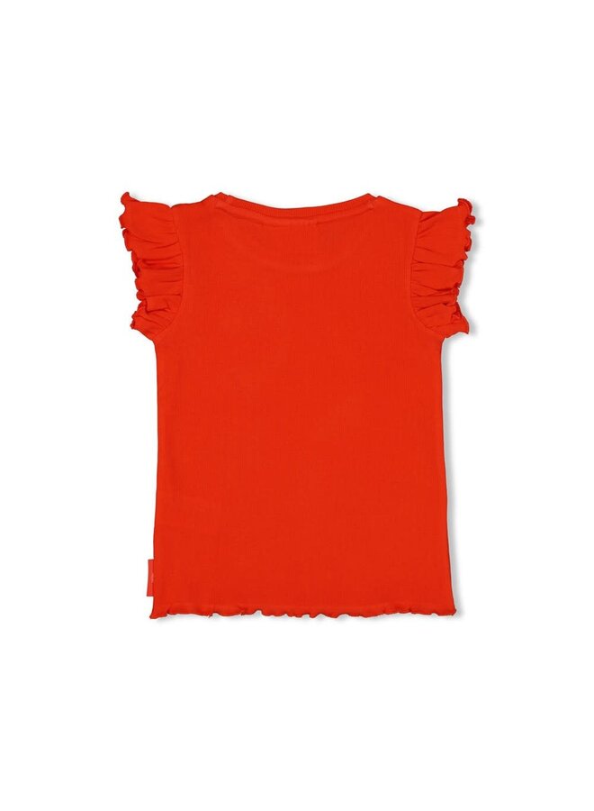 Jubel - T-shirt Rib Rood - Berry Nice