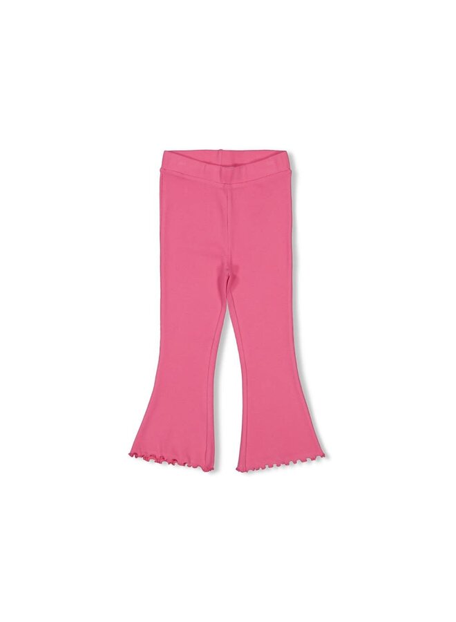 Jubel - Flared Broek Rib Roze - Berry Nice