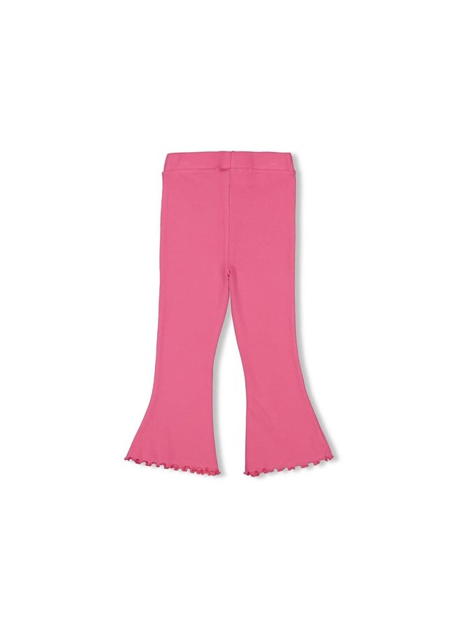 Jubel - Flared Broek Rib Roze - Berry Nice