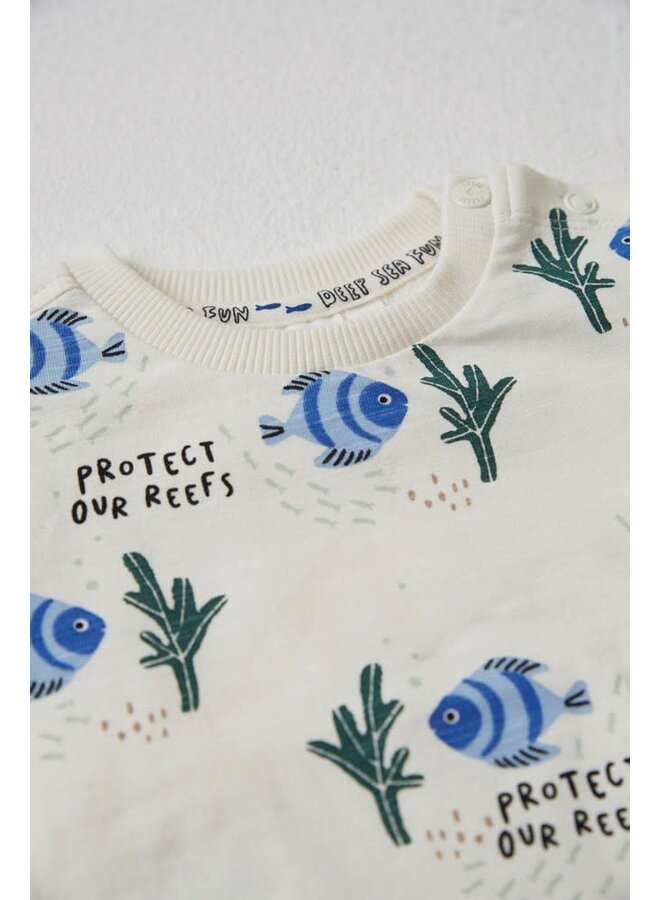 Feetje - Sweater AOP Offwhite - Protect Our Reefs