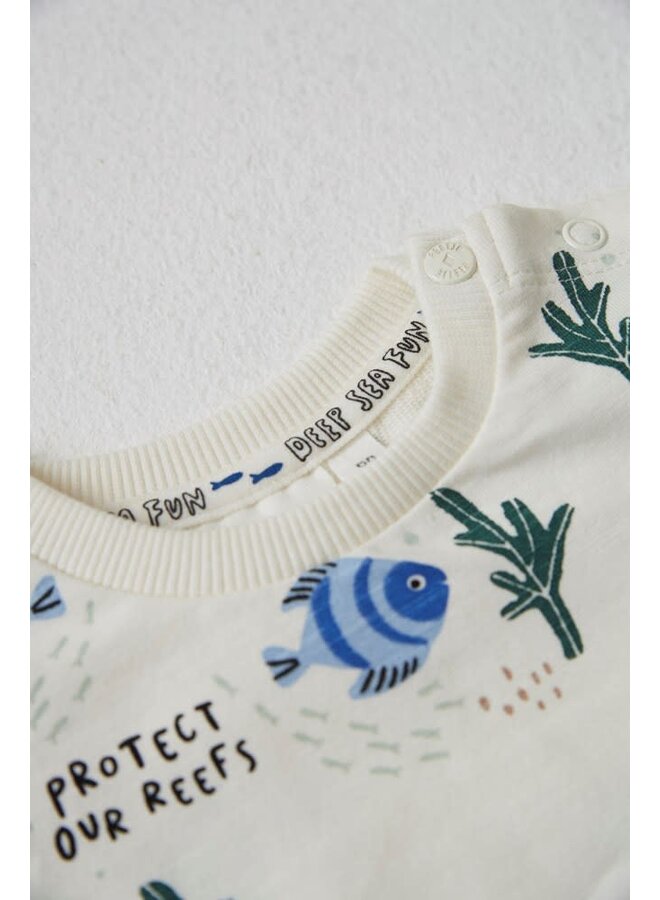 Feetje - Sweater AOP Offwhite - Protect Our Reefs