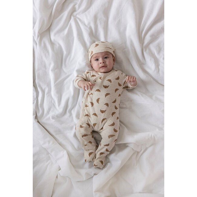 Feetje - Geschenkset Boxpak + Muts AOP Croissant - Offwhite Melange