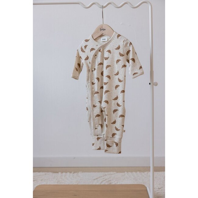 Feetje - Geschenkset Boxpak + Muts AOP Croissant - Offwhite Melange