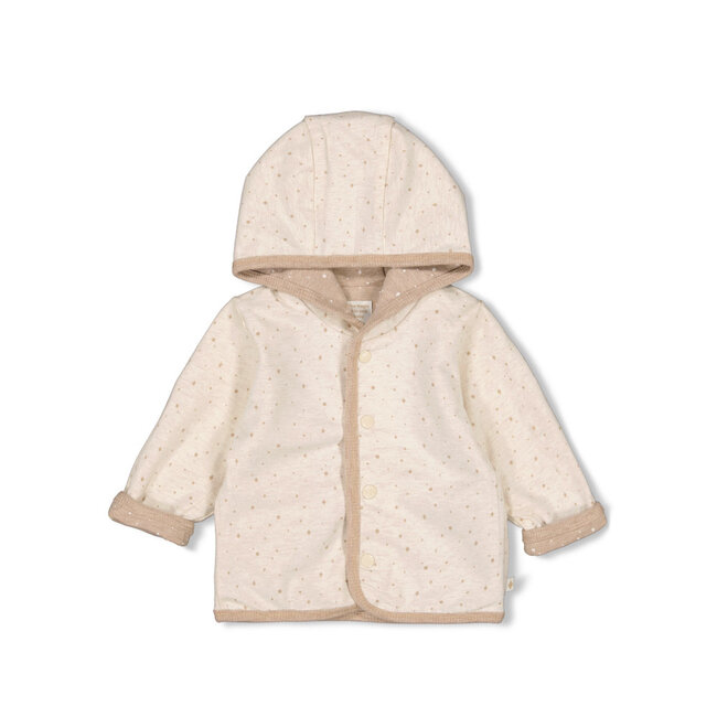 Feetje - Omkeerbaar Jasje met Capuchon AOP Taupe Melange - The Magic is in You