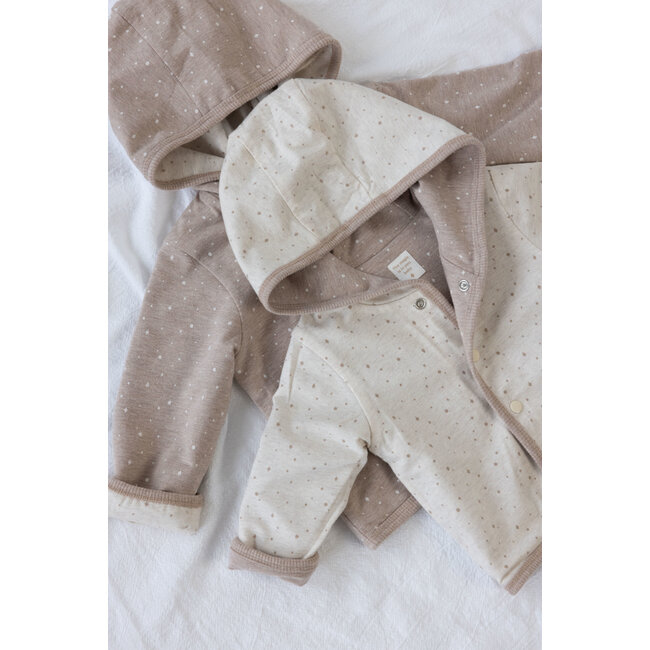 Feetje - Omkeerbaar Jasje met Capuchon AOP Taupe Melange - The Magic is in You