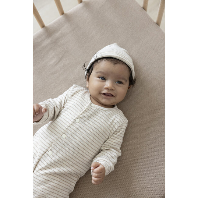 Feetje - Mutsje Rib met Streep Taupe Melange - The Magic is in You