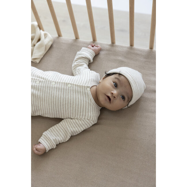 Feetje - Mutsje Rib met Streep Taupe Melange - The Magic is in You