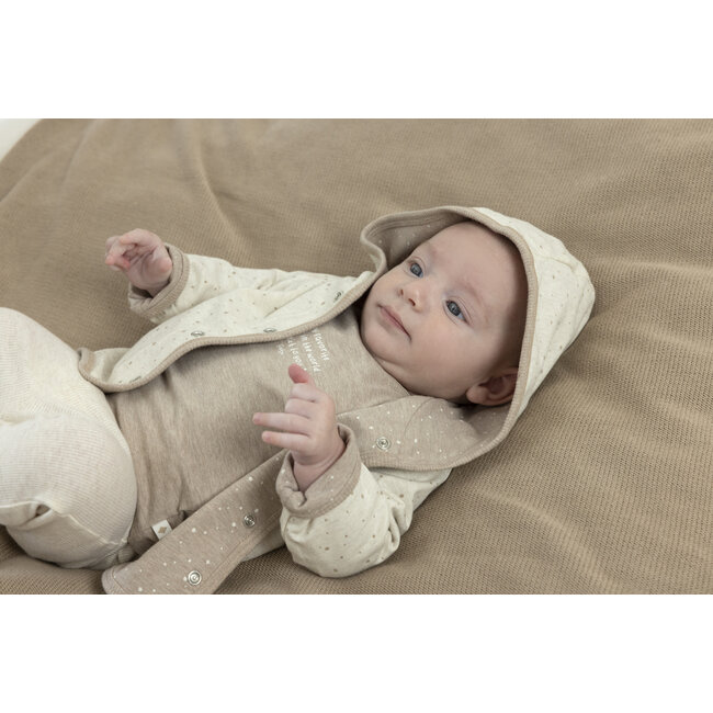 Feetje - Omkeerbaar Jasje met Capuchon AOP Taupe Melange - The Magic is in You