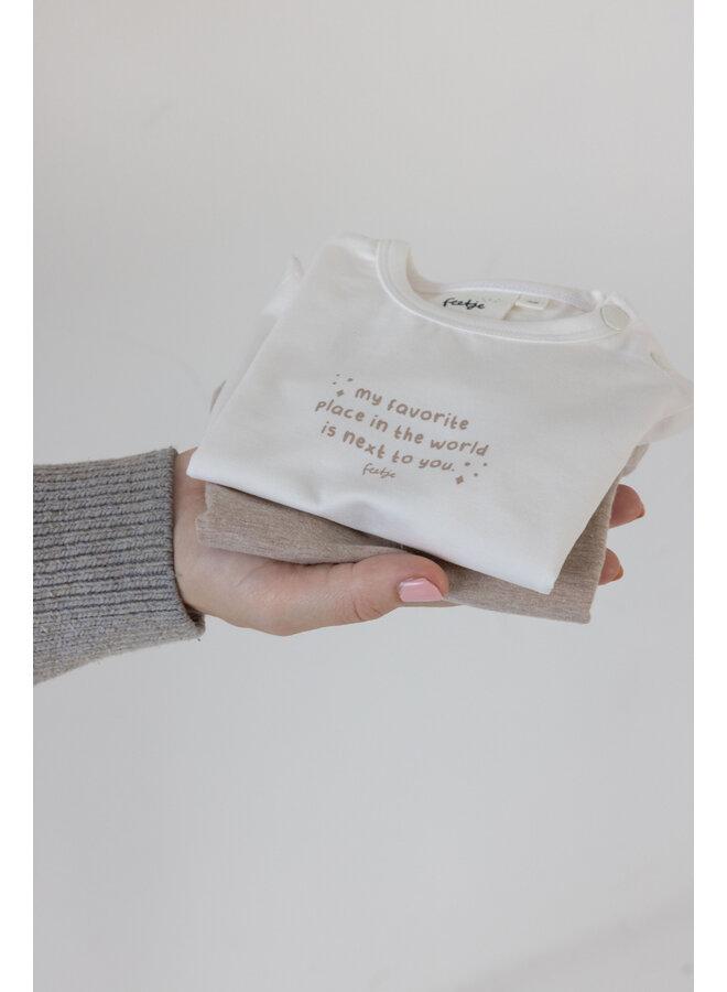 Feetje - Longsleeve Offwhite/Taupe - The Magic is in You