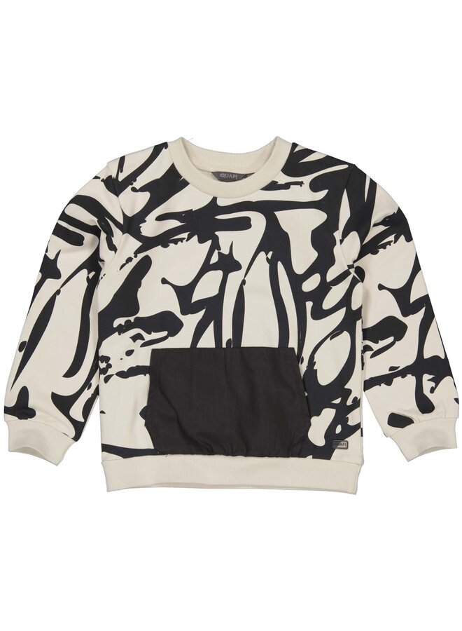 Quapi - Sweater Daviq - AOP Black Sketch