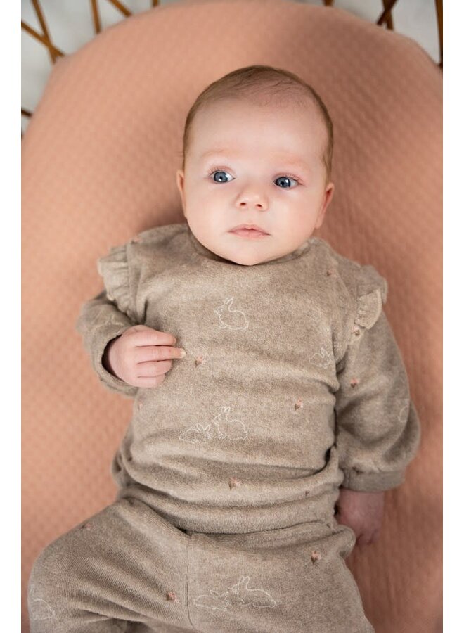 Feetje - Sweater Badstof AOP Taupe Melange - Little Rosebud