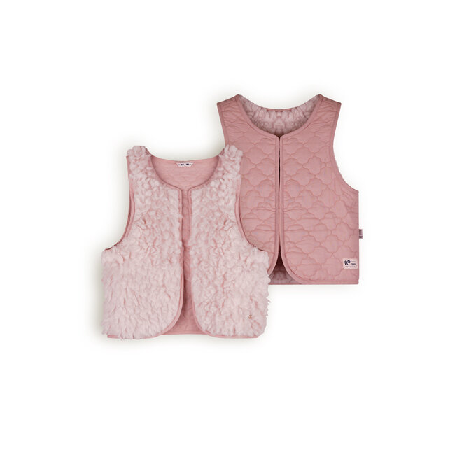 NoNo - Fluffy Fur Reversible Padded Gilette Katya - Vintage Rose