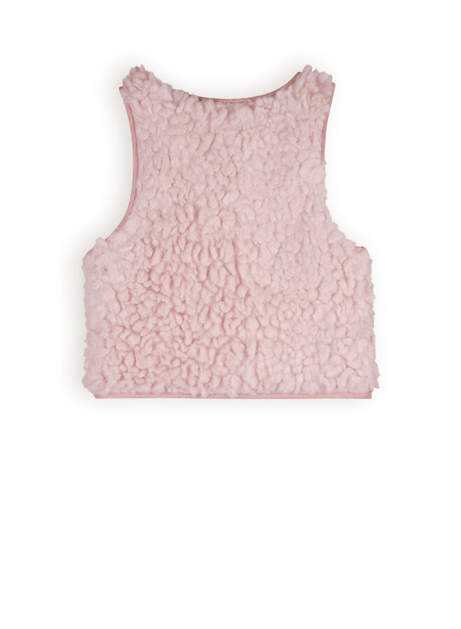 NoNo - Fluffy Fur Reversible Padded Gilette Katya - Vintage Rose