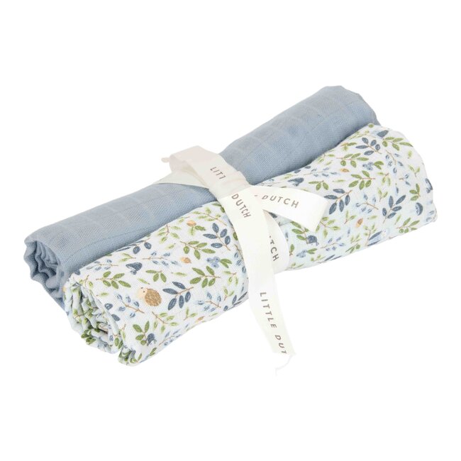 Little Dutch - Swaddle Doeken Hydrofiel - Forest Adventure & Denim Blue