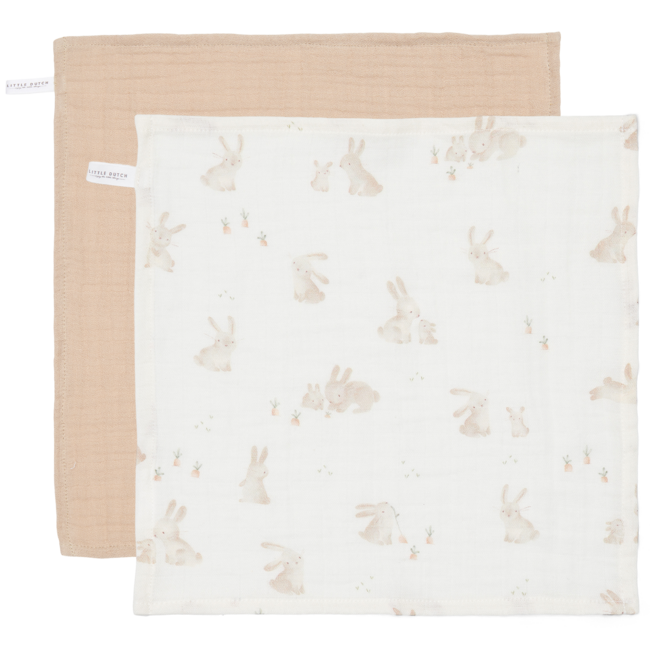 Little Dutch - Monddoekjes Set Hydrofiel Baby Bunny - Newborn Naturals