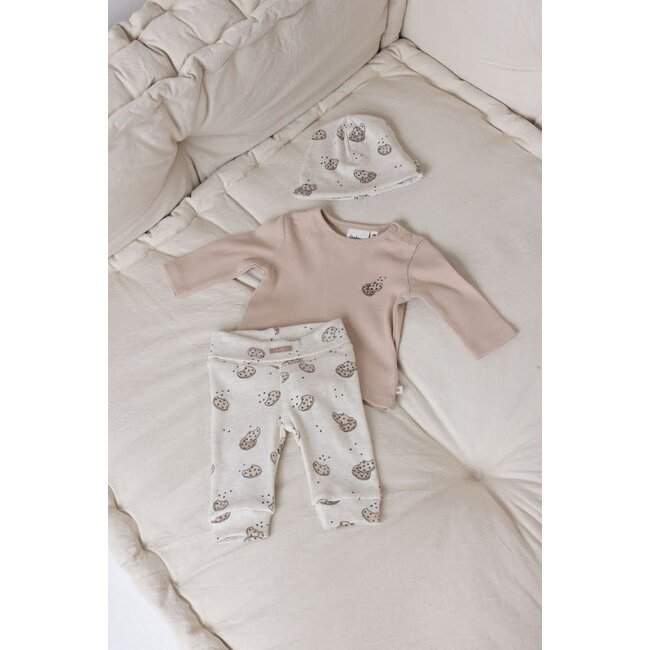 Feetje - Broek AOP Rib Offwhite Melange - Cute Cookie