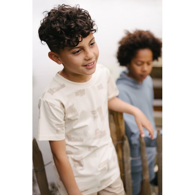 Levv - Shirt Ralph - AOP Taupe Sketch