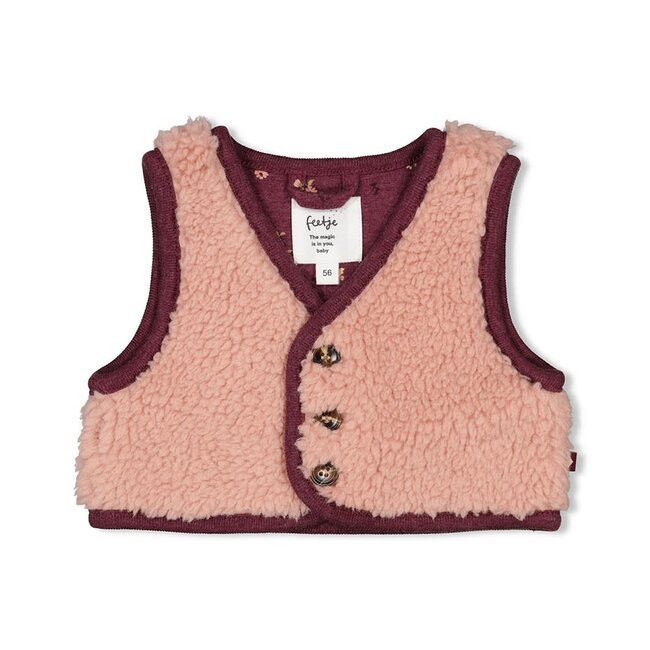 Feetje - Bouclé Gilet Roze - Blooming Meadow