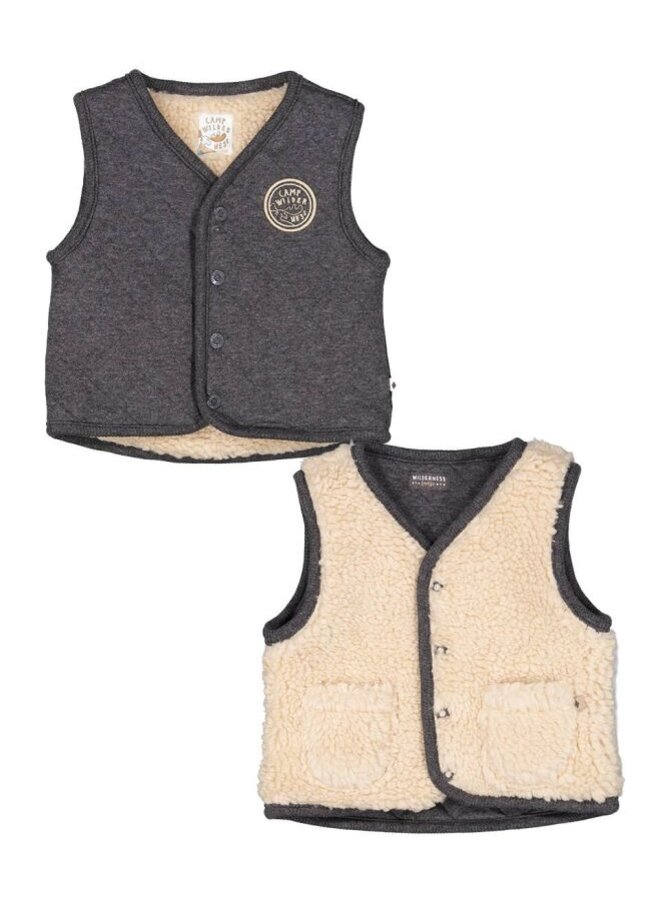 Feetje - Omkeerbaar Gilet Antraciet Melange - Camp Wilderness