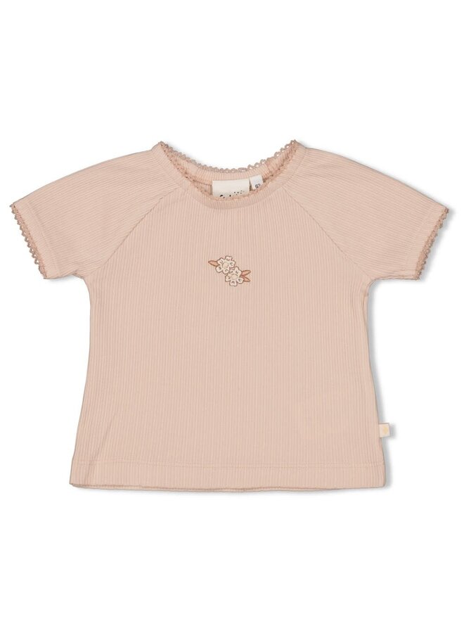 Feetje - T-shirt Pointelle Roze - Flower Field