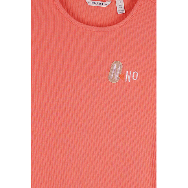 NoNo - Rib Jersey Top Kesta - Orange Coral