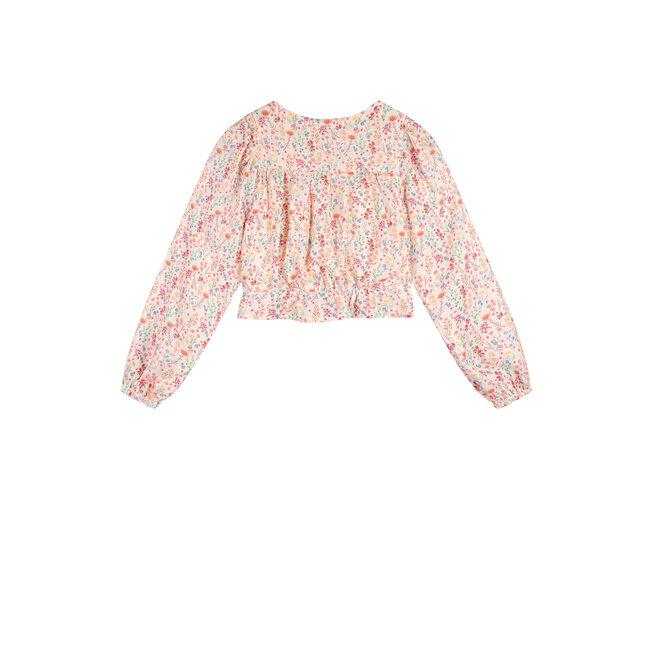 NoNo - Cropped AOP Flower Blouse Timba - Lemon soda