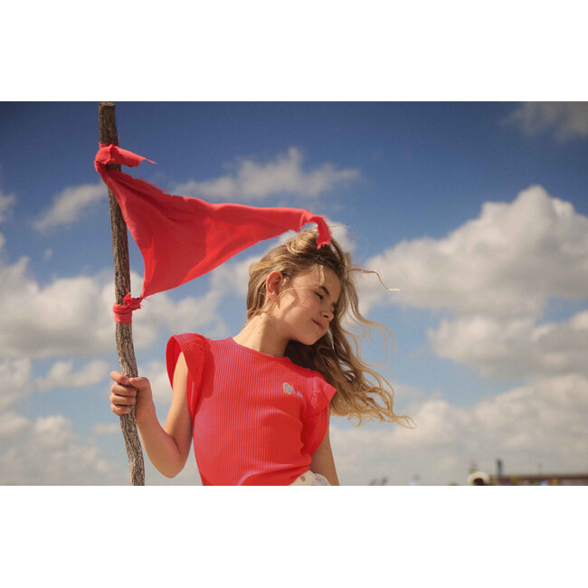 NoNo - Rib Jersey Top Kesta - Orange Coral