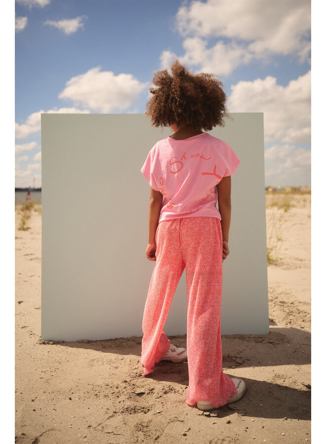 NoNo - Daisy AOP Plissee Palazzo Pants Sun - Orange Coral