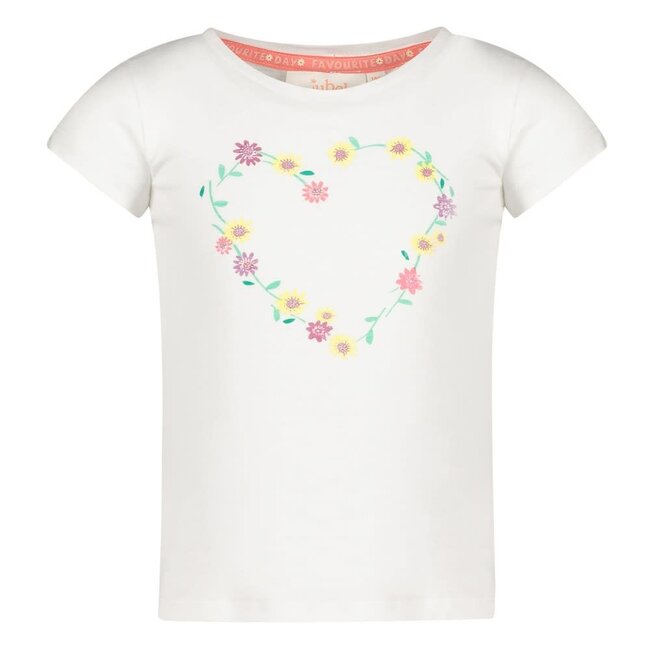 Jubel - T-shirt Flower Heart Wit - Picknick Perfect