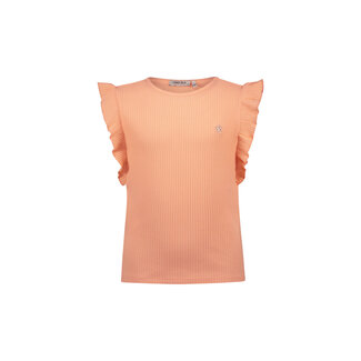 Like Flo Like Flo - Rib Shirt With Ruffle - Soft Peach