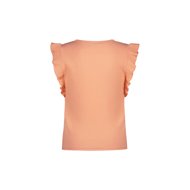 Like Flo - Rib Shirt With Ruffle - Soft Peach