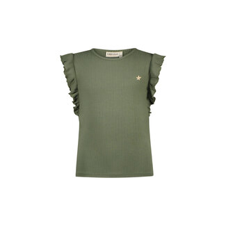 Like Flo Like Flo - Rib Shirt With Ruffle - Army
