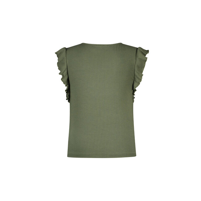 Like Flo - Rib Shirt With Ruffle - Army
