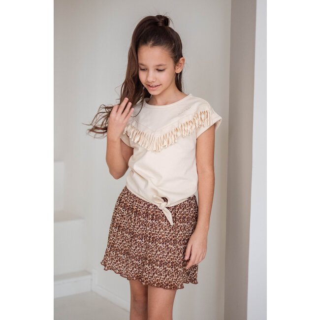 Like Flo - Plisse Mesh Skirt Sasha - Leopard Latte