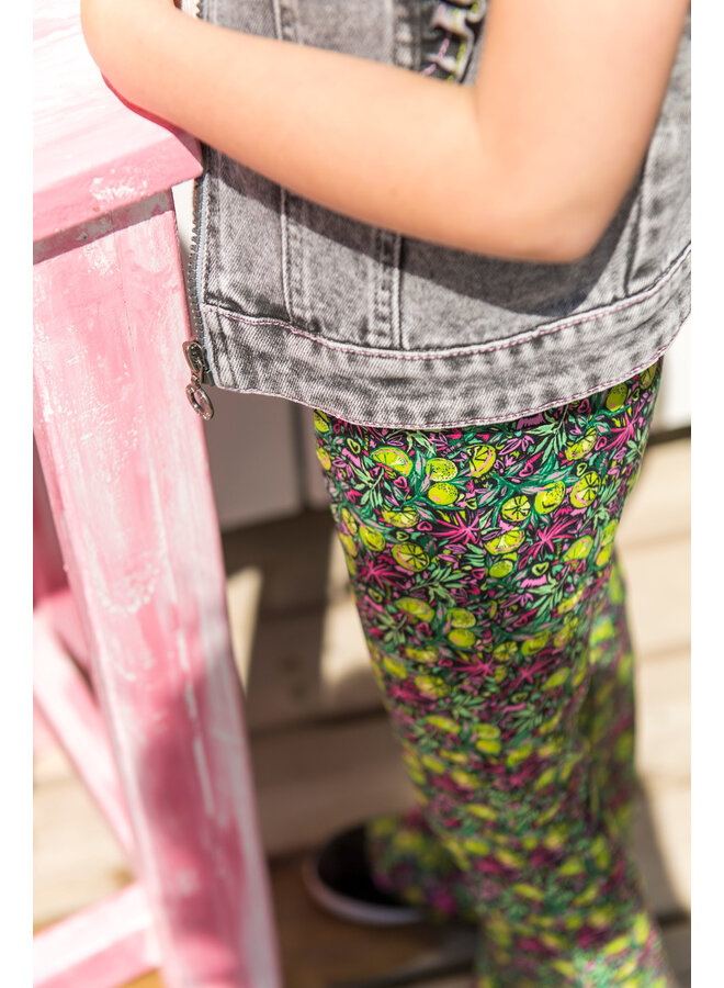 B.Nosy - Flared Printed Pants Phoebe - Lemon AO